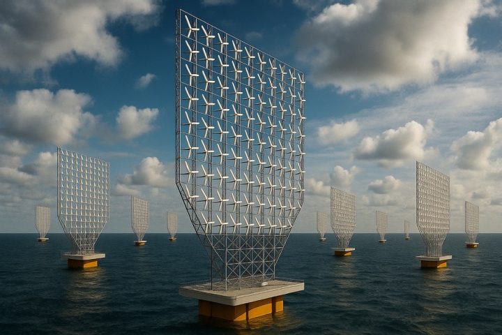 KI-generiertes Bild eines Windcatchers auf dem Meer